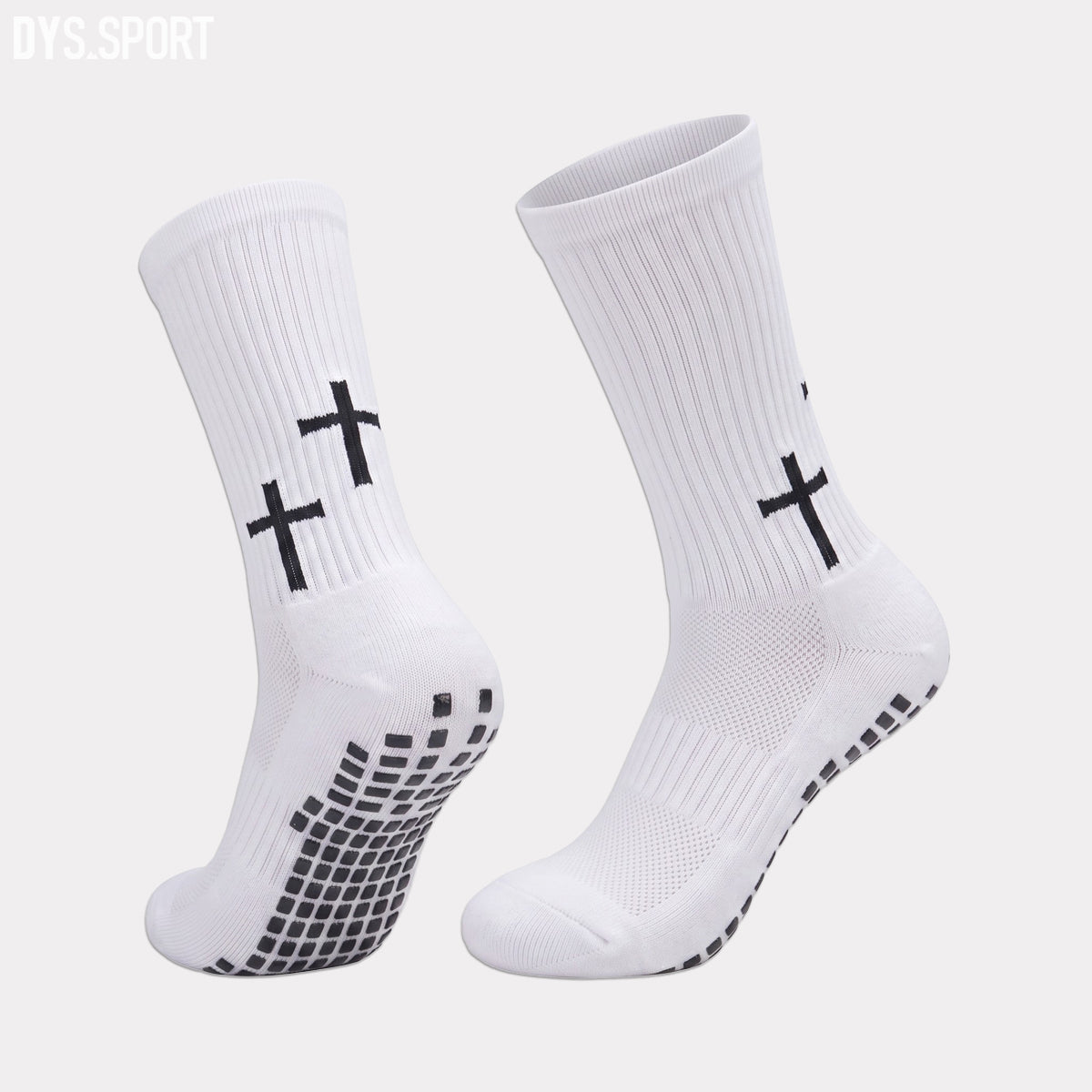 DYS.SPORT Men's Cotton Athletic Socks | Cushioned Terry Crew Socks with Grip for Soccer & Training