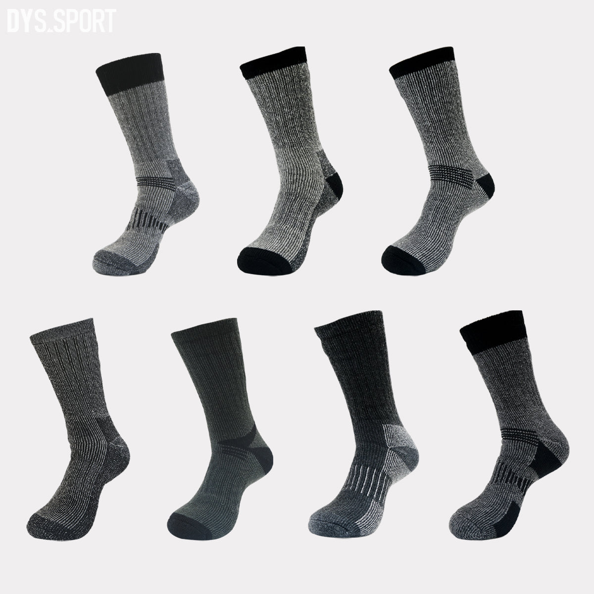 DYS.SPORT Merino Wool Blend Hiking Socks | Midweight Cushioned Outdoor Crew Socks