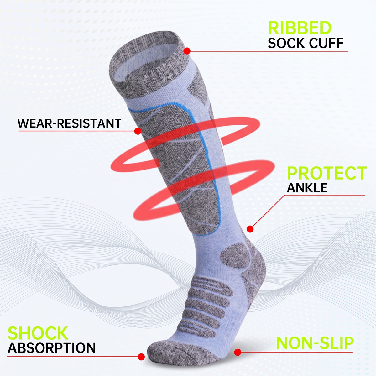DYS.SPORT Men's Cotton Ski Socks | Stretch Snow Socks with Cushioned Terry Comfort