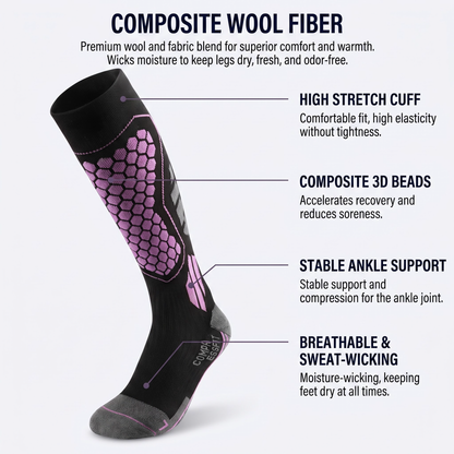 DYS.SPORT Women's Merino Wool Blend Ski Socks | Stretch Snow Socks with Performance Comfort