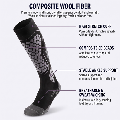 DYS.SPORT Men's Merino Wool Blend Ski Socks | Stretch Snow Socks with Performance Comfort