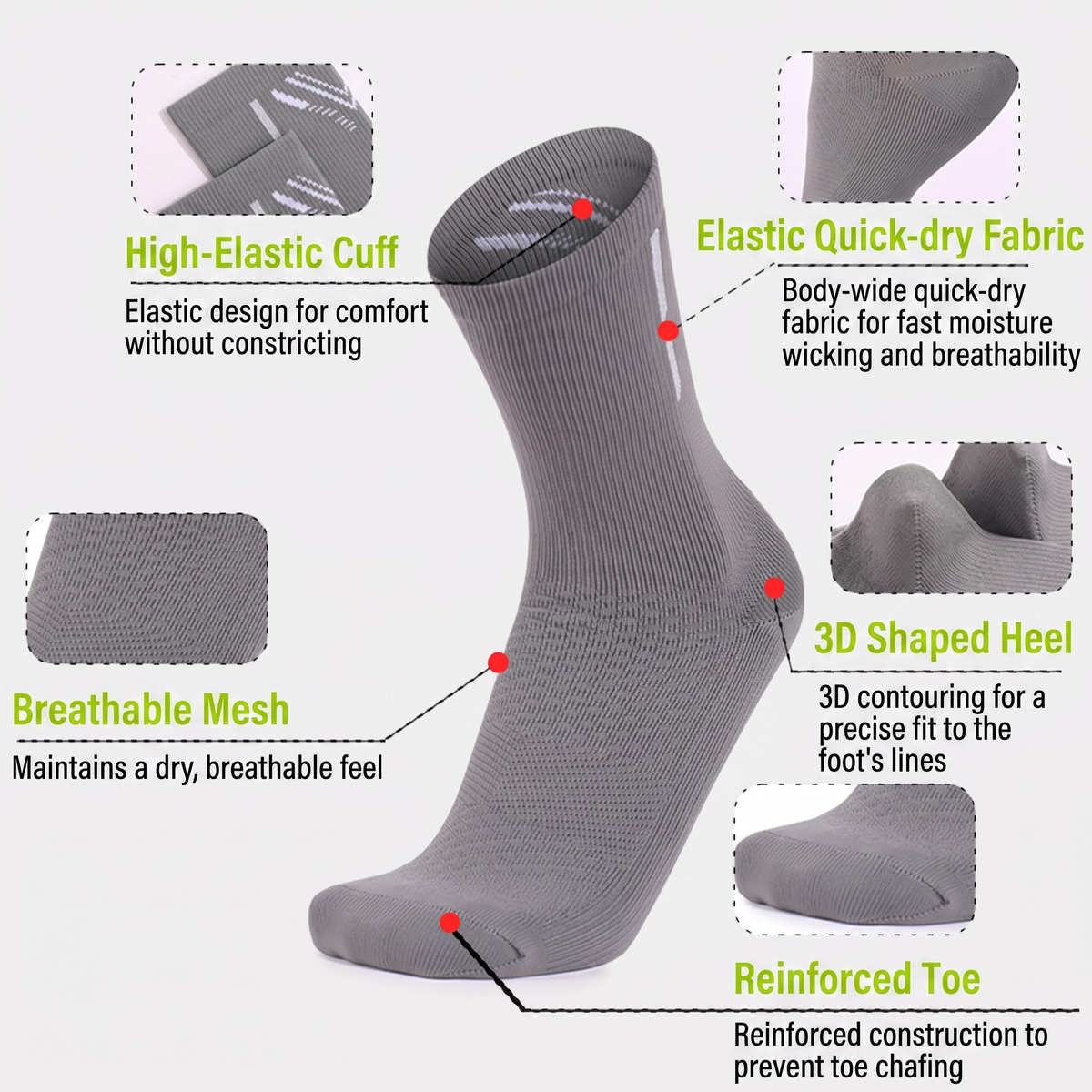 DYS.SPORT Nylon Cycling Socks | Quick-Dry Bike Socks with Performance Support