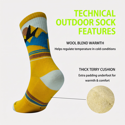 DYS.SPORT Men's Merino Wool Hiking Socks | Midweight Cushion Outdoor Socks with Terry Bottom