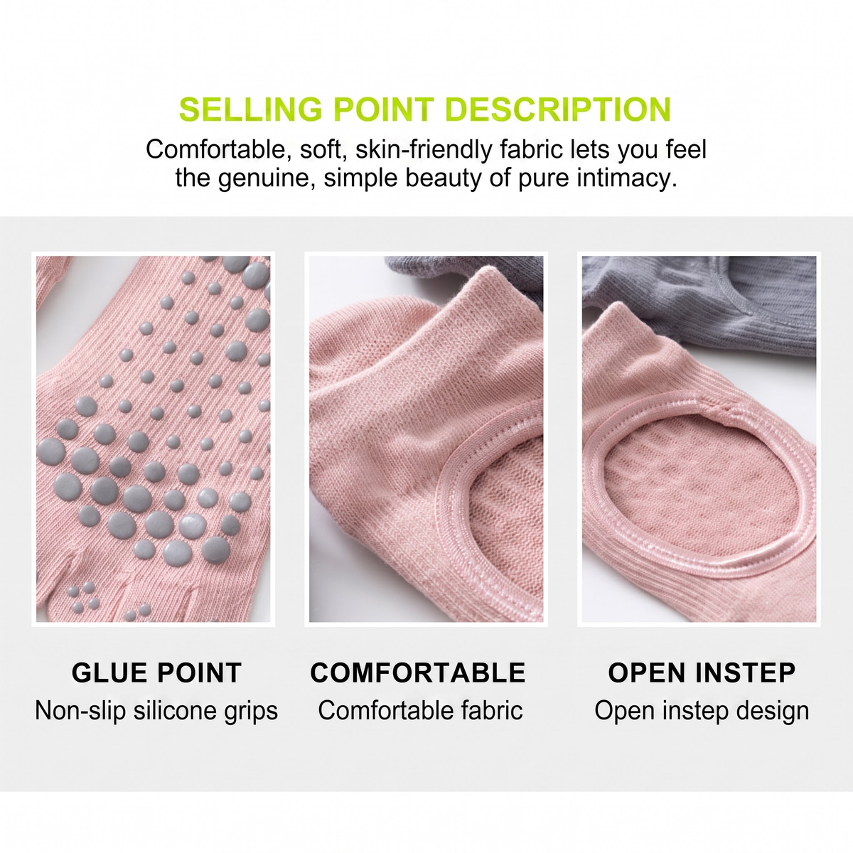 DYS.SPORT Women's Open-Top Yoga Toe Socks | Five Finger Pilates Grip Socks