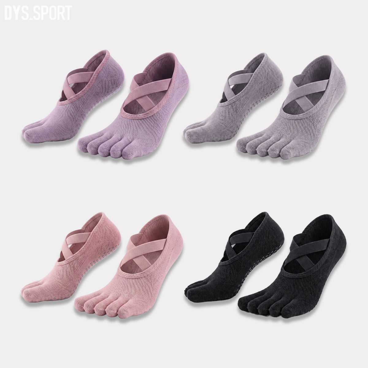 DYS.SPORT Women's Anti-Slip Yoga Toe Socks | Five Finger Pilates Grip Socks