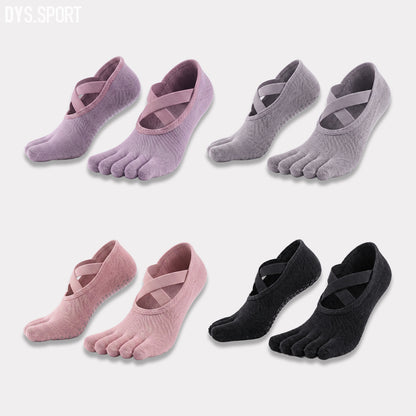 DYS.SPORT Women's Anti-Slip Yoga Toe Socks | Five Finger Pilates Grip Socks
