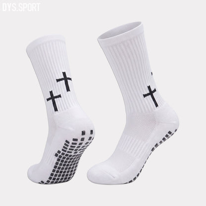 DYS.SPORT Men's Cotton Athletic Socks | Cushioned Terry Crew Socks with Grip for Soccer & Training