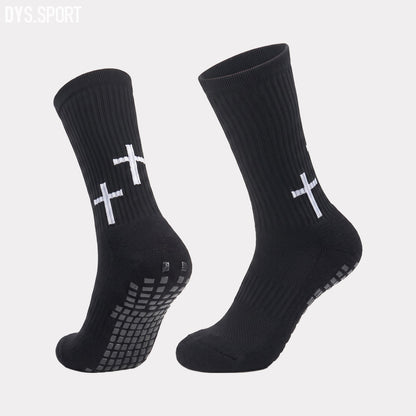 DYS.SPORT Men's Cotton Athletic Socks | Cushioned Terry Crew Socks with Grip for Soccer & Training