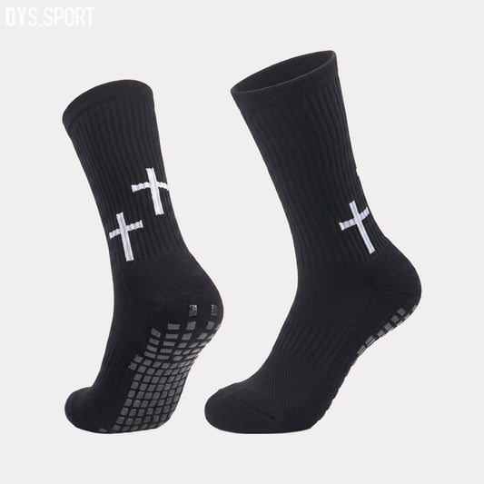 DYS.SPORT Men's Cotton Athletic Socks | Cushioned Terry Crew Socks with Grip for Soccer & Training