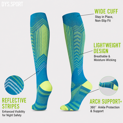 DYS.SPORT Compression Cycling Socks | Quick-Dry Nylon Bike Socks with Arch Support