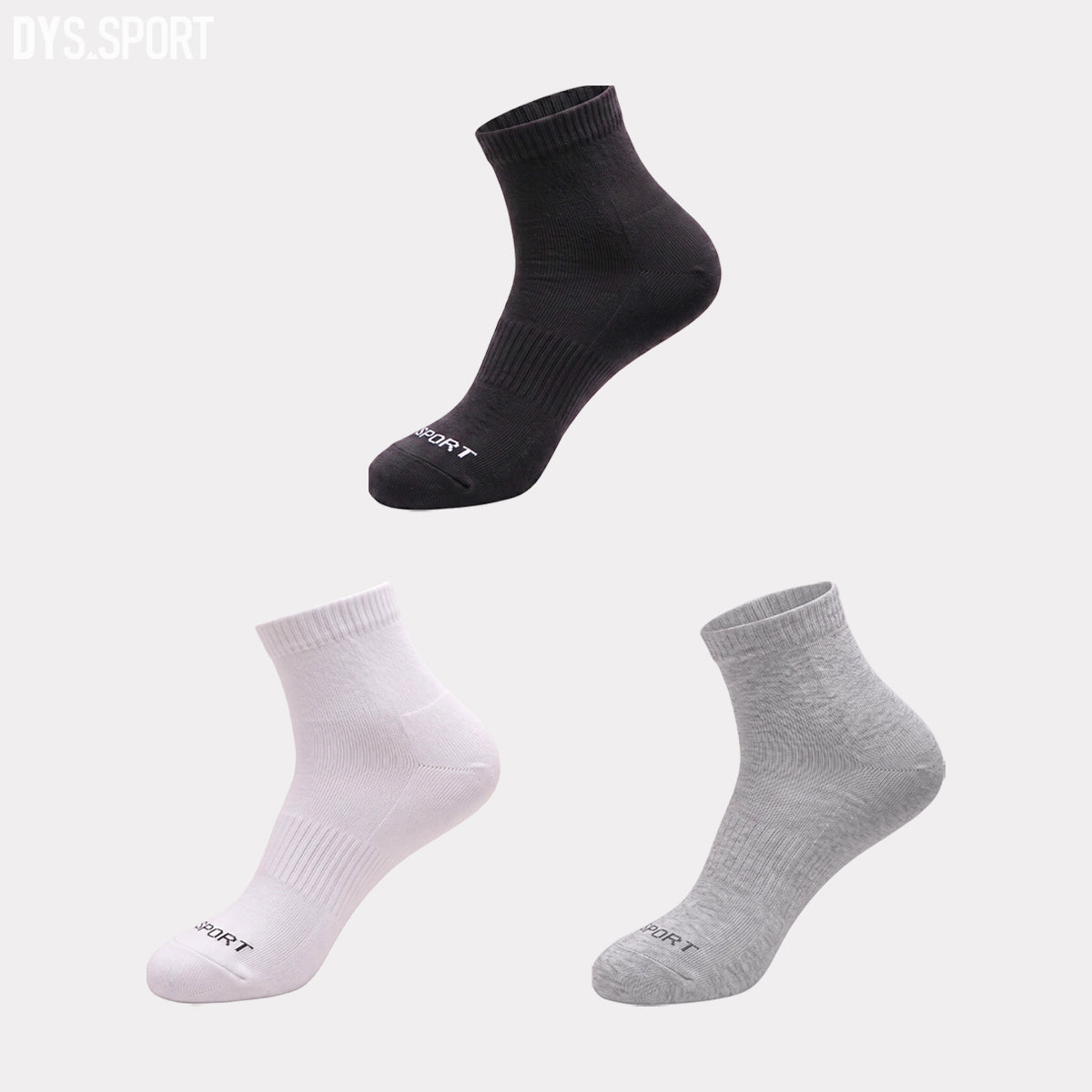 DYS.SPORT Cotton Crew Socks | Ribbed Athletic Socks with Terry Cushion Comfort