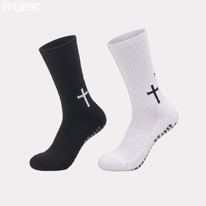 DYS.SPORT Men's Cotton Athletic Socks | Cushioned Terry Crew Socks with Grip for Soccer & Training