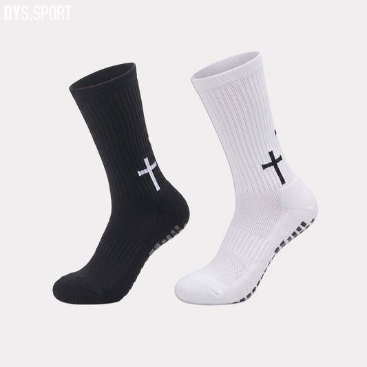 DYS.SPORT Men's Cotton Athletic Socks | Cushioned Terry Crew Socks with Grip for Soccer & Training