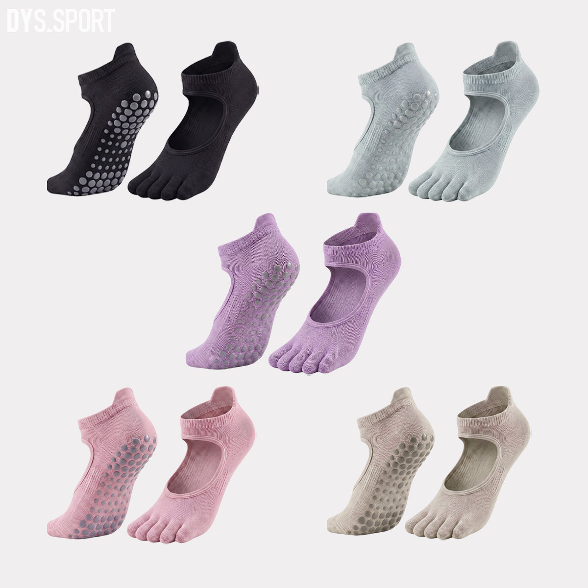DYS.SPORT Women's Open-Top Yoga Toe Socks | Five Finger Pilates Grip Socks