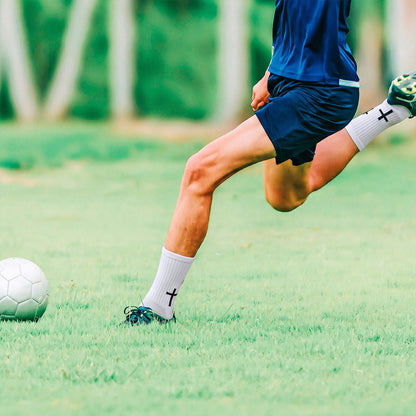 DYS.SPORT Men's Cotton Athletic Socks | Cushioned Terry Crew Socks with Grip for Soccer & Training
