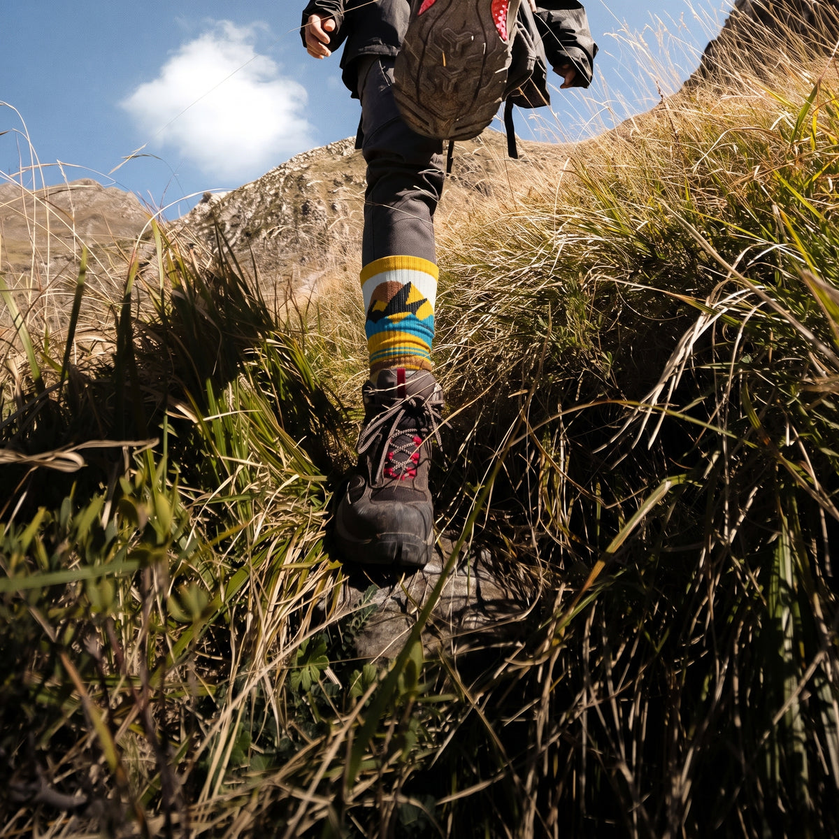 DYS.SPORT Men's Merino Wool Hiking Socks | Midweight Cushion Outdoor Socks with Terry Bottom