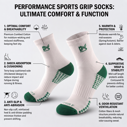 DYS.SPORT Women's Performance Training Socks | Anti-Slip Crew Socks for Running & Fitness