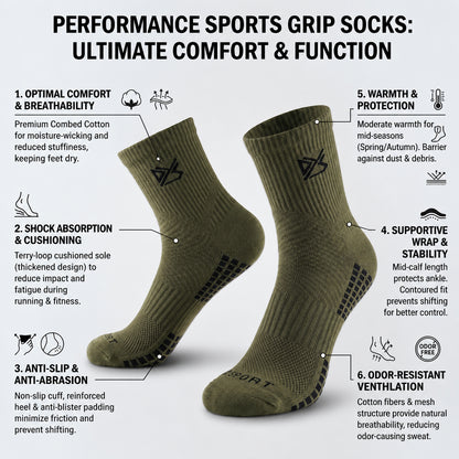 DYS.SPORT Men's Performance Training Socks | Anti-Slip Crew Socks for Running & Fitness