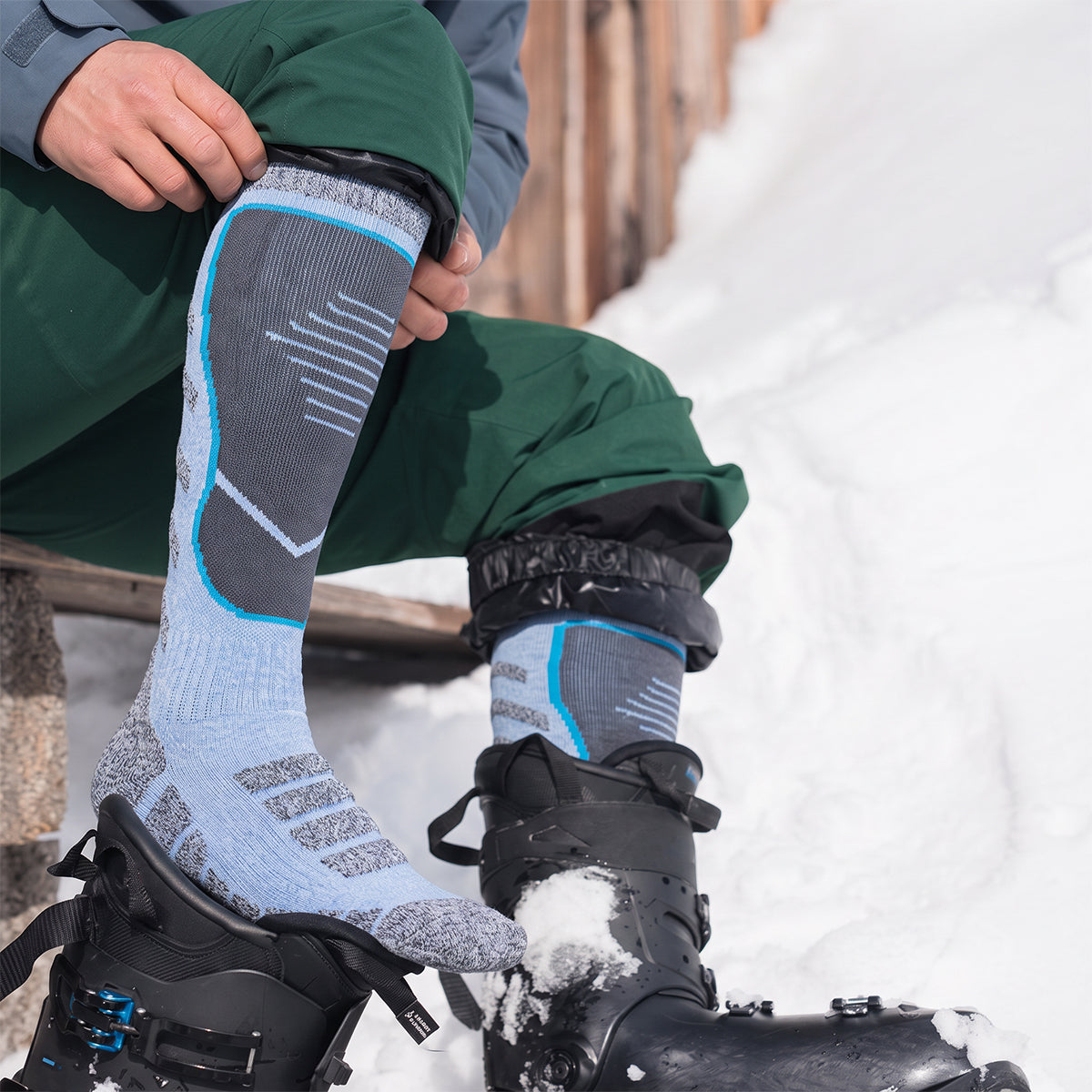 DYS.SPORT Cotton Ski Socks | Stretch Snow Socks with Terry Cushion Comfort