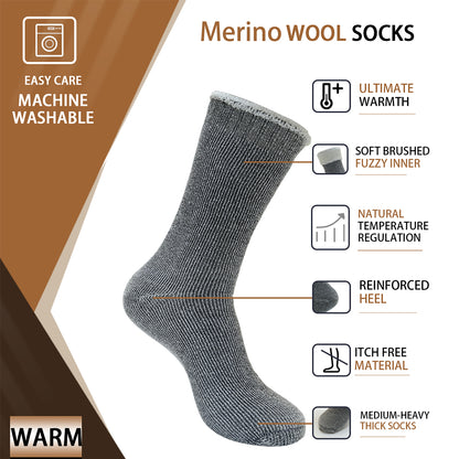 DYS.SPORT Merino Wool Blend Hiking Socks | Midweight Cushioned Outdoor Crew Socks – Solid
