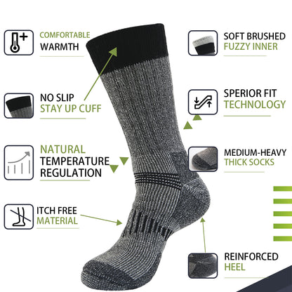 DYS.SPORT Merino Wool Blend Hiking Socks | Midweight Cushioned Outdoor Crew Socks