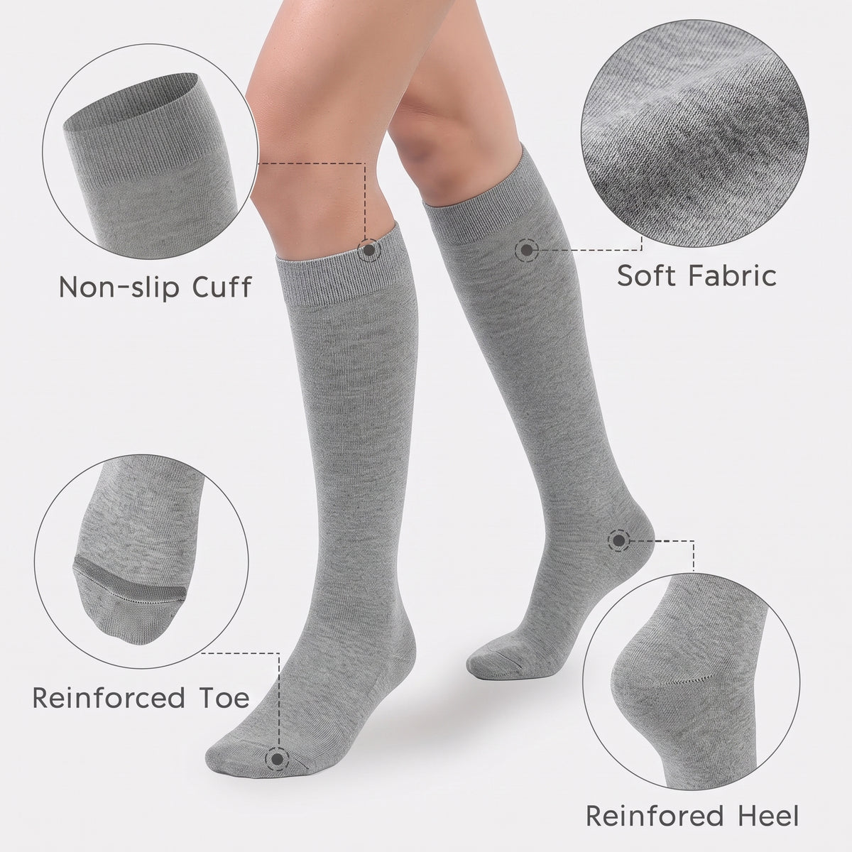 DYS.SPORT Women's Crew Socks | Soft Ribbed Cotton Socks for Everyday Comfort