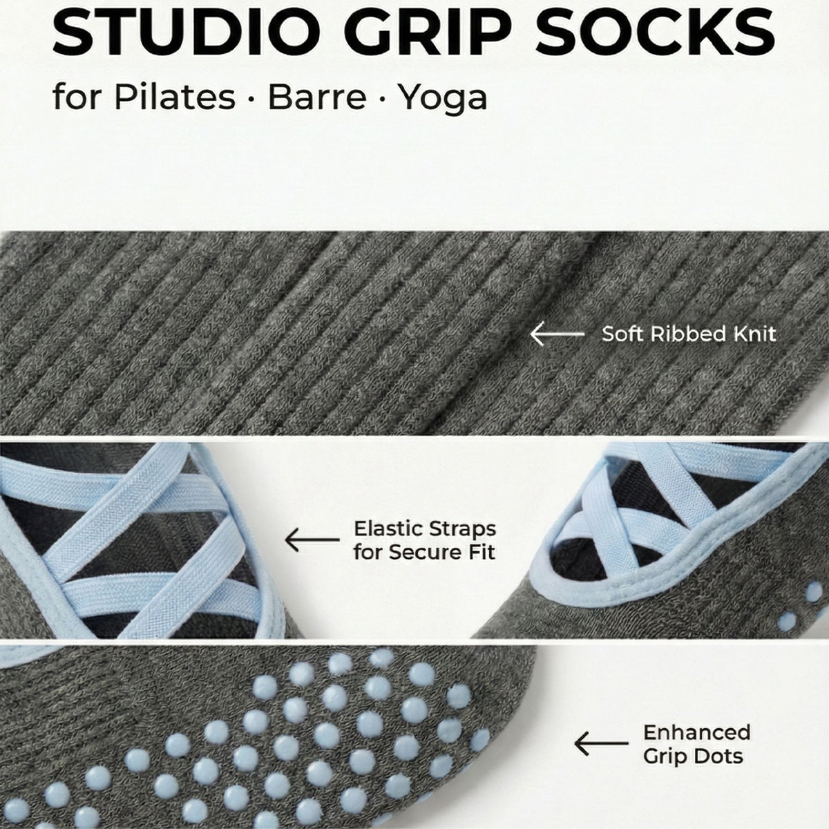 DYS.SPORT Women's Knee High Grip Socks | Non-Slip Pilates Socks for Yoga & Studio Training