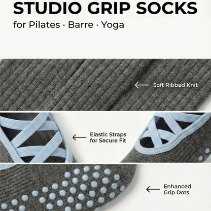 DYS.SPORT Women's Knee High Grip Socks | Non-Slip Pilates Socks for Yoga & Studio Training