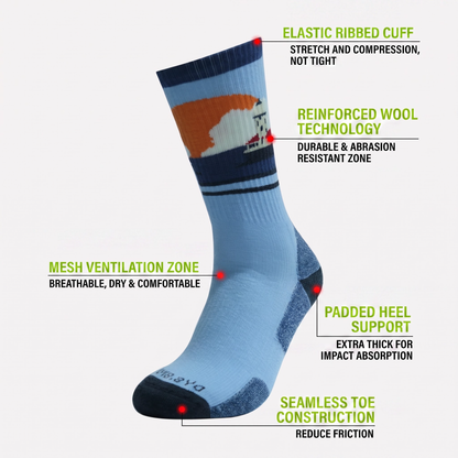 DYS.SPORT Women's Merino Wool Hiking Socks | Midweight Cushion Outdoor Socks with Terry Bottom