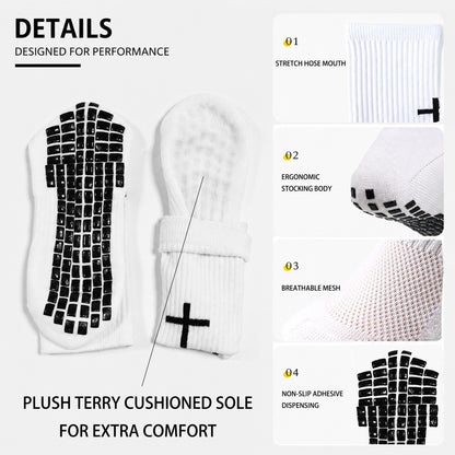 DYS.SPORT Men's Cotton Athletic Socks | Cushioned Terry Crew Socks with Grip for Soccer & Training