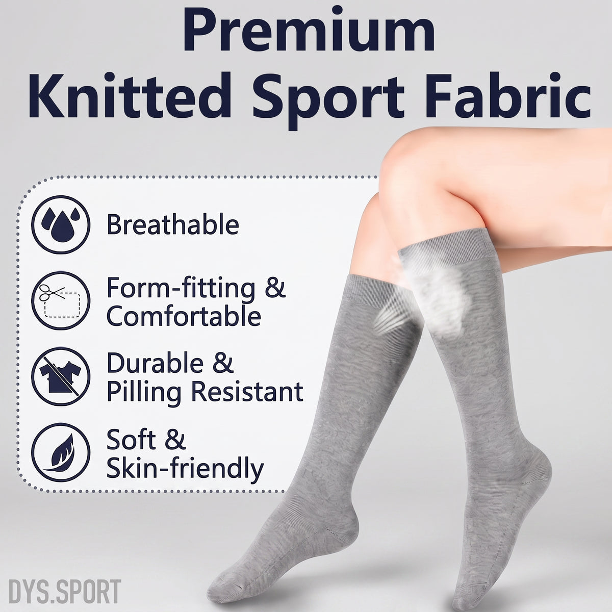 DYS.SPORT Women's Crew Socks | Soft Ribbed Cotton Socks for Everyday Comfort