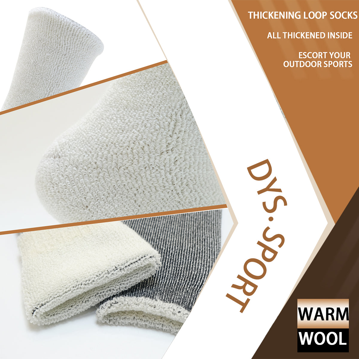 DYS.SPORT Merino Wool Blend Hiking Socks | Midweight Cushioned Outdoor Crew Socks – Solid