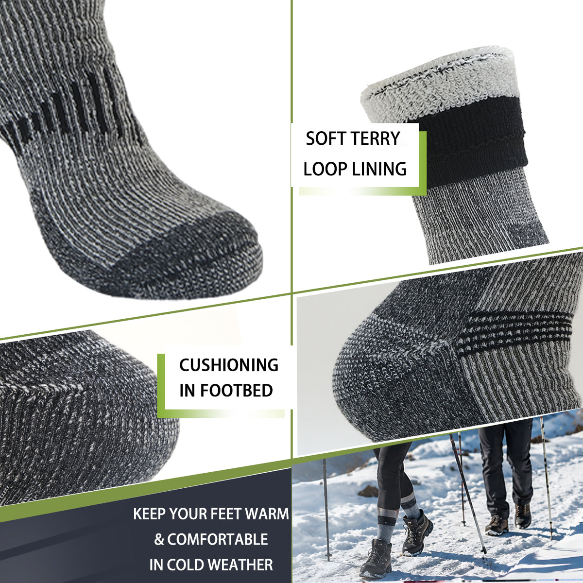 DYS.SPORT Merino Wool Blend Hiking Socks | Midweight Cushioned Outdoor Crew Socks