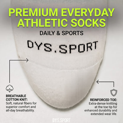 DYS.SPORT Cotton Crew Socks | Ribbed Athletic Socks with Terry Cushion Comfort